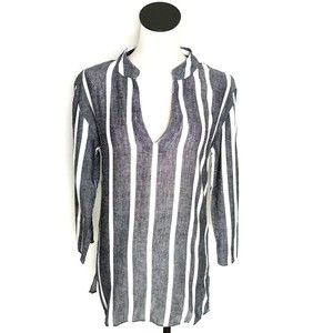 The Royal Standard Collection Tunic Top Gray White Stripe V Small